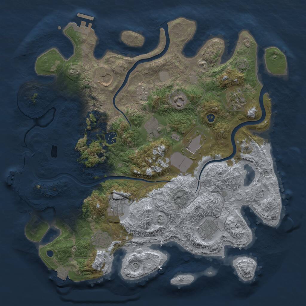 Rust Map: Procedural Map, Size: 3700, Seed: 841938, 16 Monuments