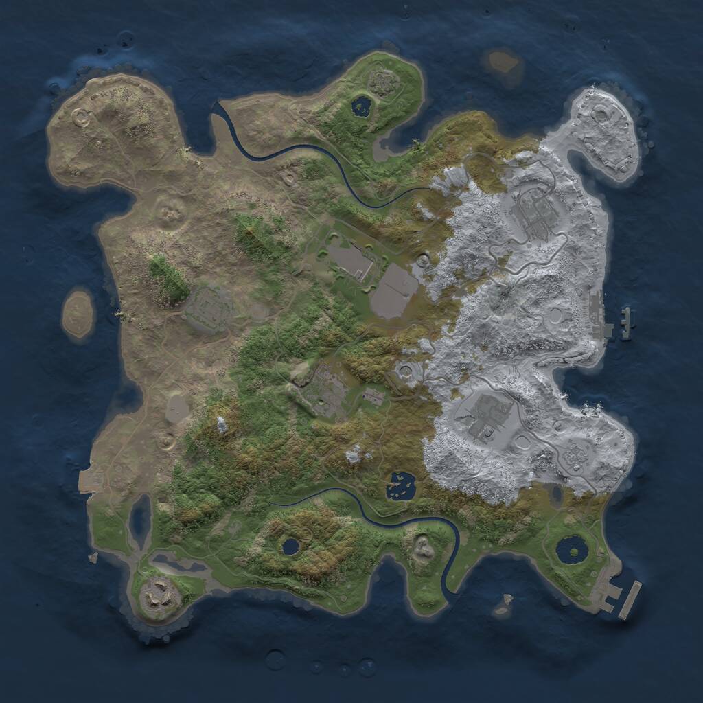 Rust Map: Procedural Map, Size: 3500, Seed: 81407591, 13 Monuments
