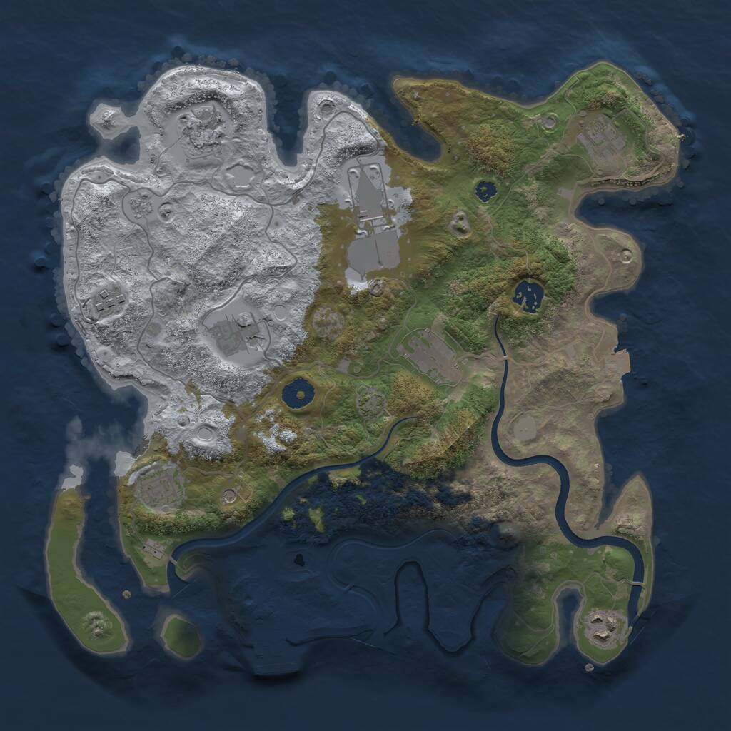 Rust Map: Procedural Map, Size: 3600, Seed: 81163151, 14 Monuments