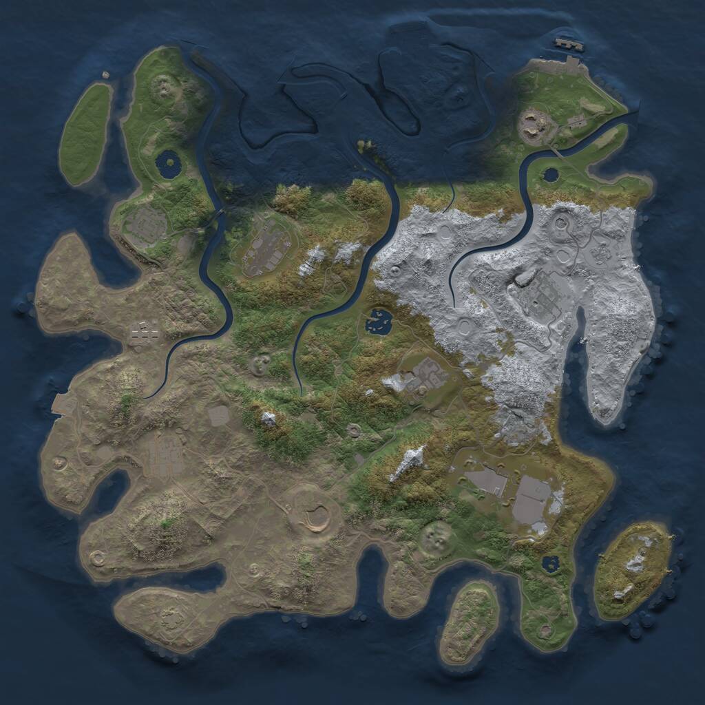 Rust Map: Procedural Map, Size: 3950, Seed: 94752469, 16 Monuments
