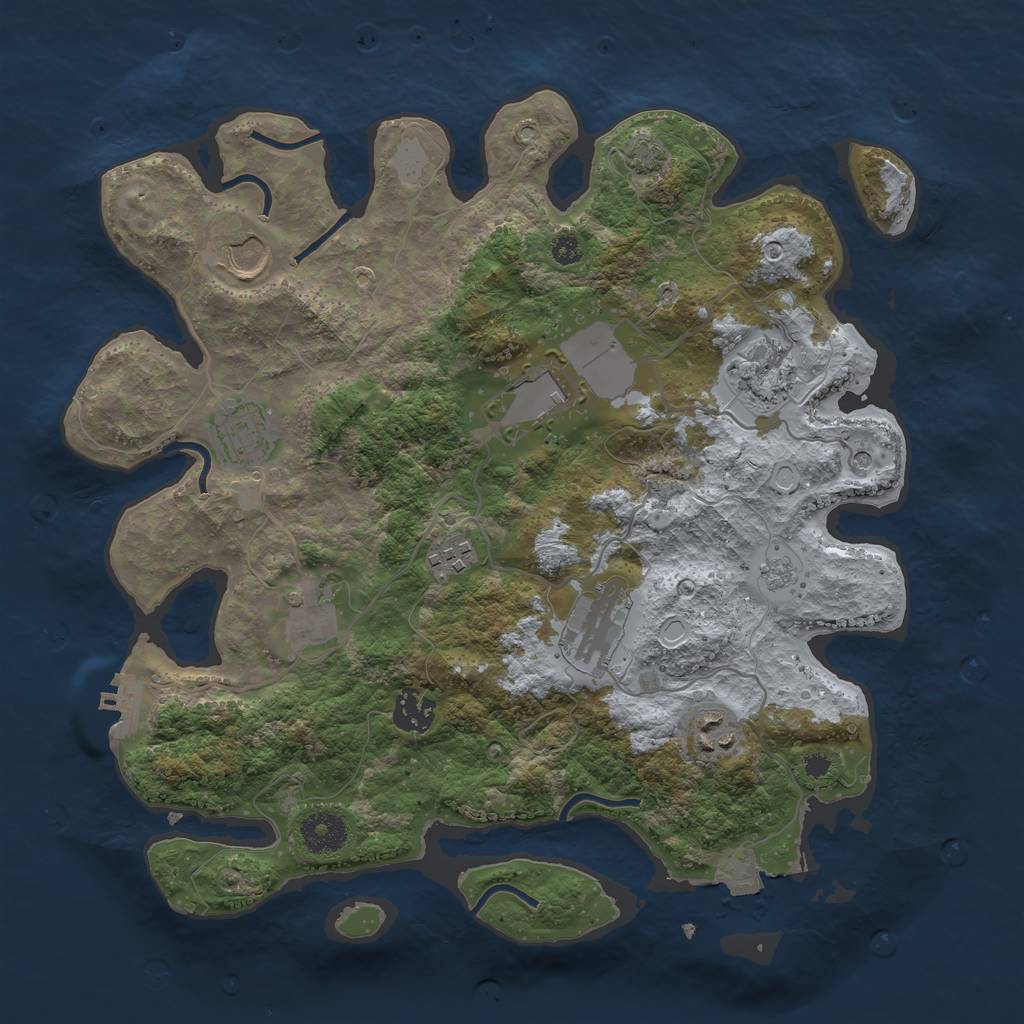 Rust Map: Procedural Map, Size: 3500, Seed: 39397085, 16 Monuments