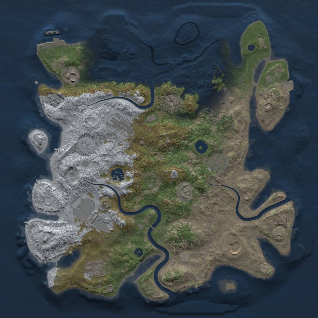 Rust Map: Procedural Map, Size: 3700, Seed: 336725, 15 Monuments