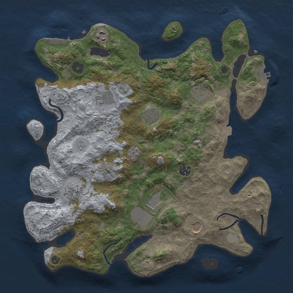 Rust Map: Procedural Map, Size: 3700, Seed: 336725, 17 Monuments