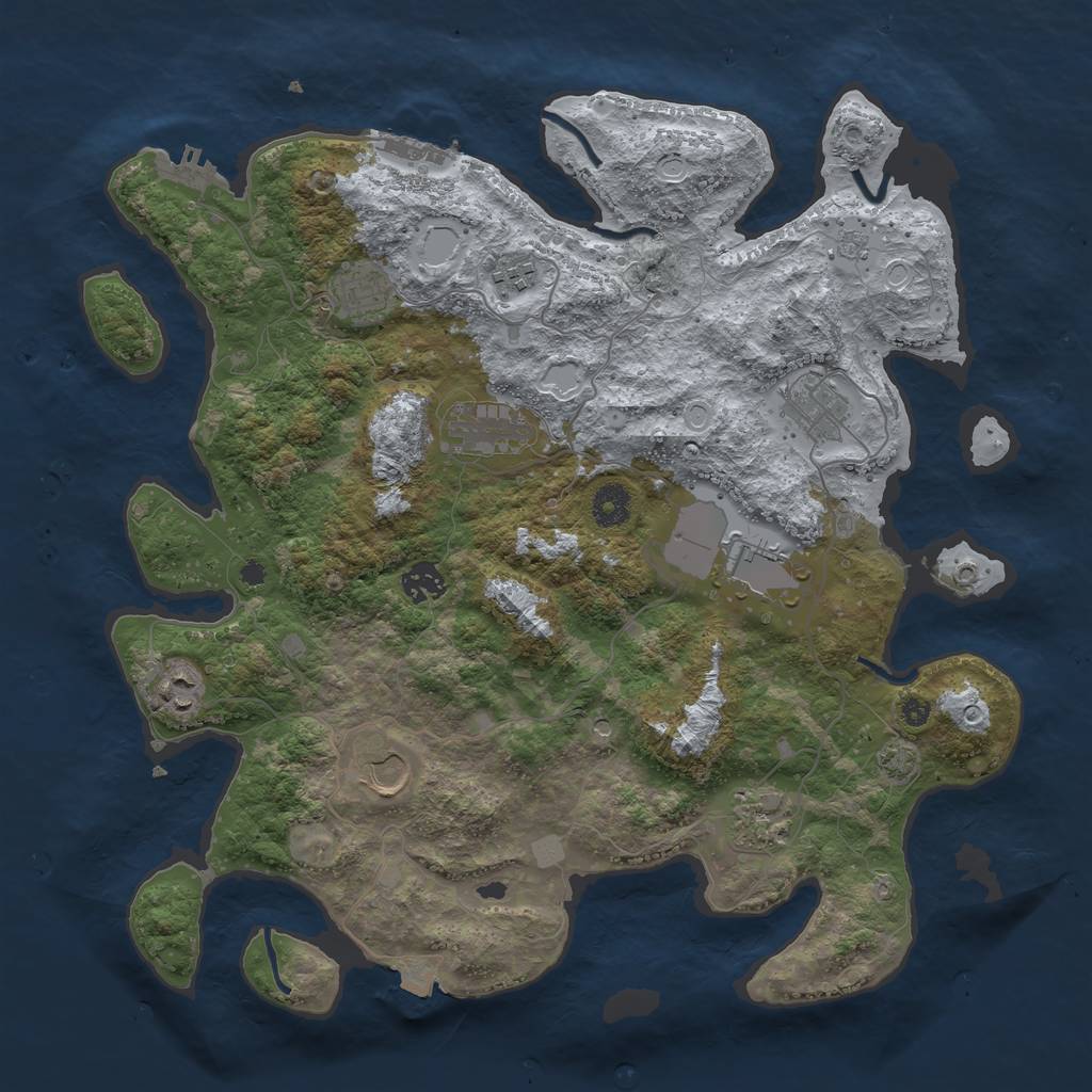 Rust Map: Procedural Map, Size: 3900, Seed: 79051458, 17 Monuments