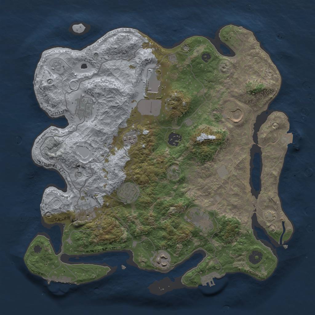 Rust Map: Procedural Map, Size: 3500, Seed: 3097415, 17 Monuments