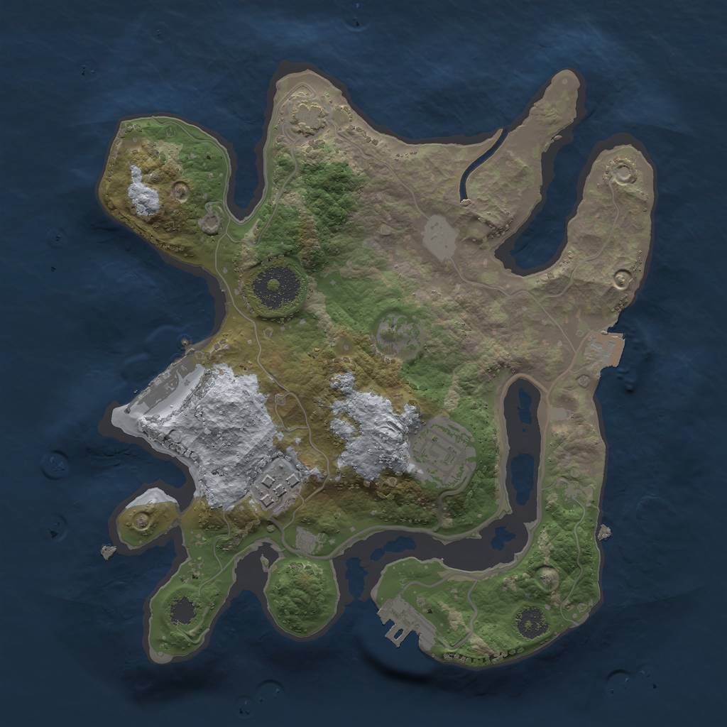 Rust Map: Procedural Map, Size: 2500, Seed: 10086, 8 Monuments