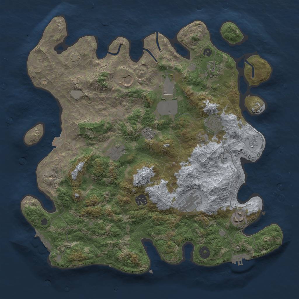 Rust Map: Procedural Map, Size: 3800, Seed: 835704271, 17 Monuments