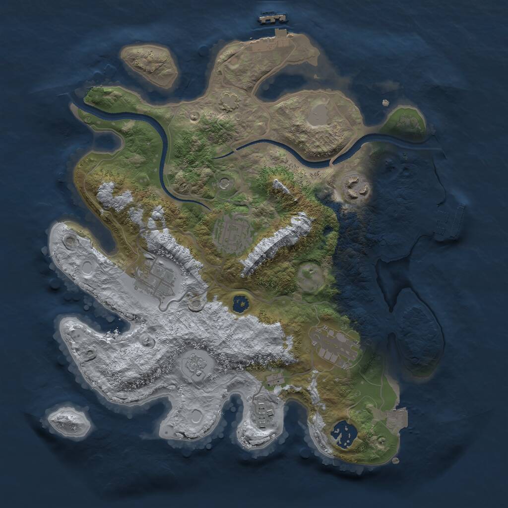 Rust Map: Procedural Map, Size: 3000, Seed: 1490367, 12 Monuments