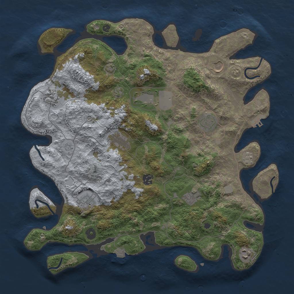 Rust Map: Procedural Map, Size: 4000, Seed: 619283413, 17 Monuments