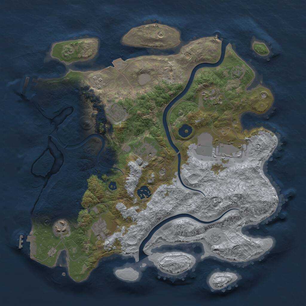 Rust Map: Procedural Map, Size: 3500, Seed: 891720757, 14 Monuments