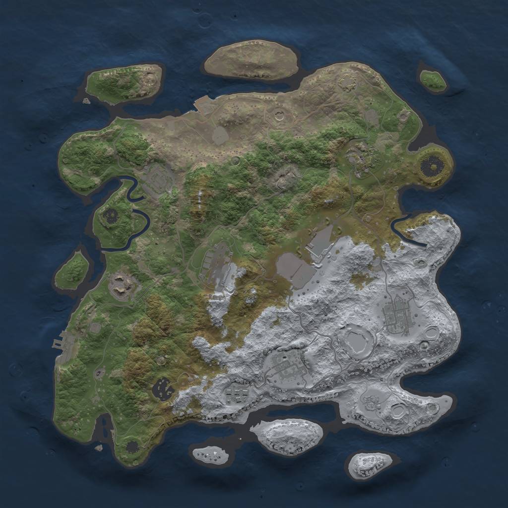 Rust Map: Procedural Map, Size: 3500, Seed: 891720757, 16 Monuments