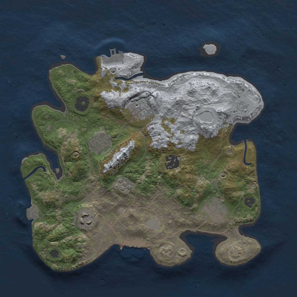 Rust Map: Procedural Map, Size: 3000, Seed: 1084631178, 13 Monuments