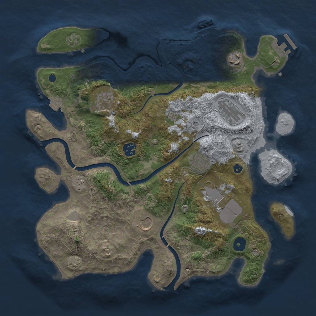 Rust Map: Procedural Map, Size: 3500, Seed: 1834979672, 13 Monuments