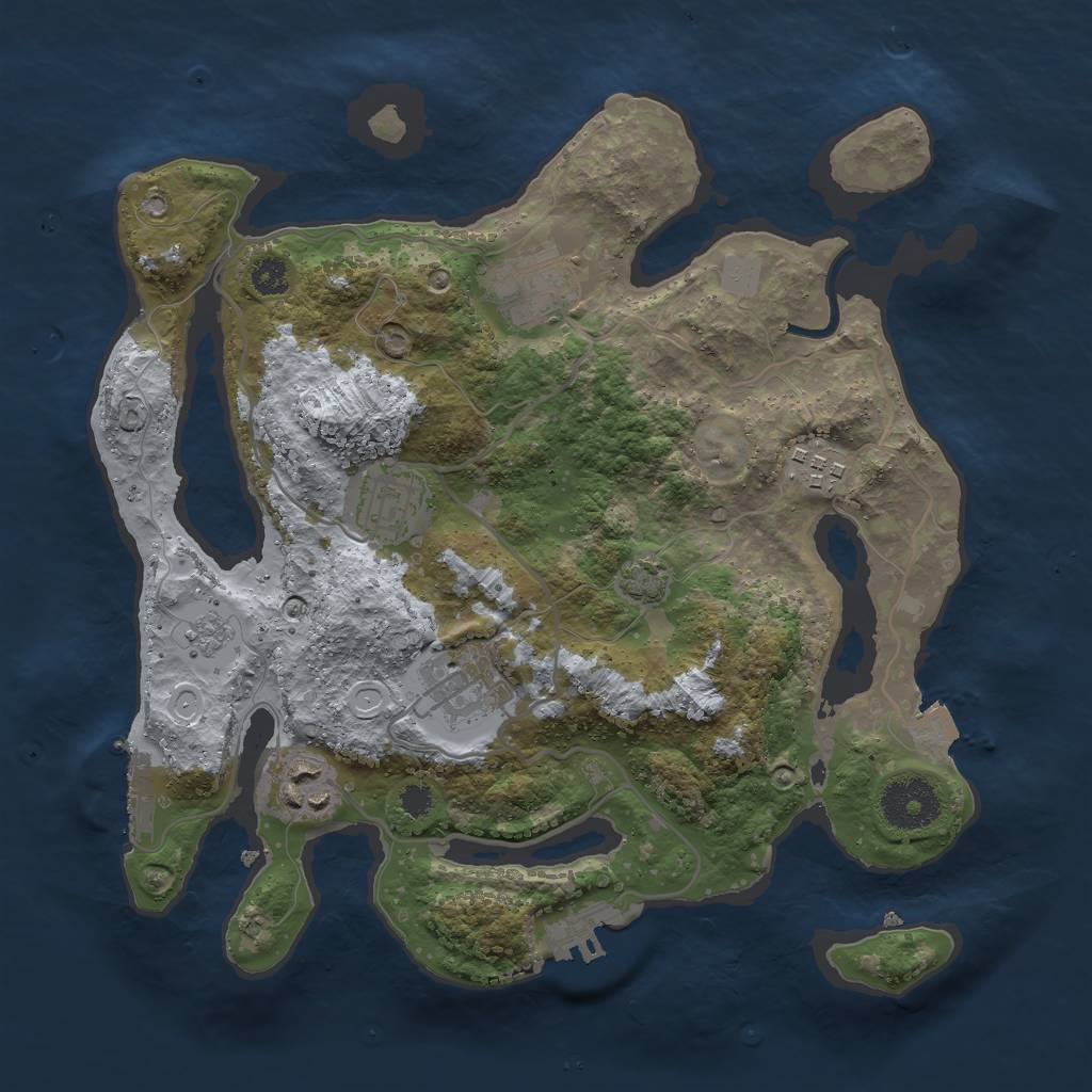 Rust Map: Procedural Map, Size: 3000, Seed: 588092678, 12 Monuments