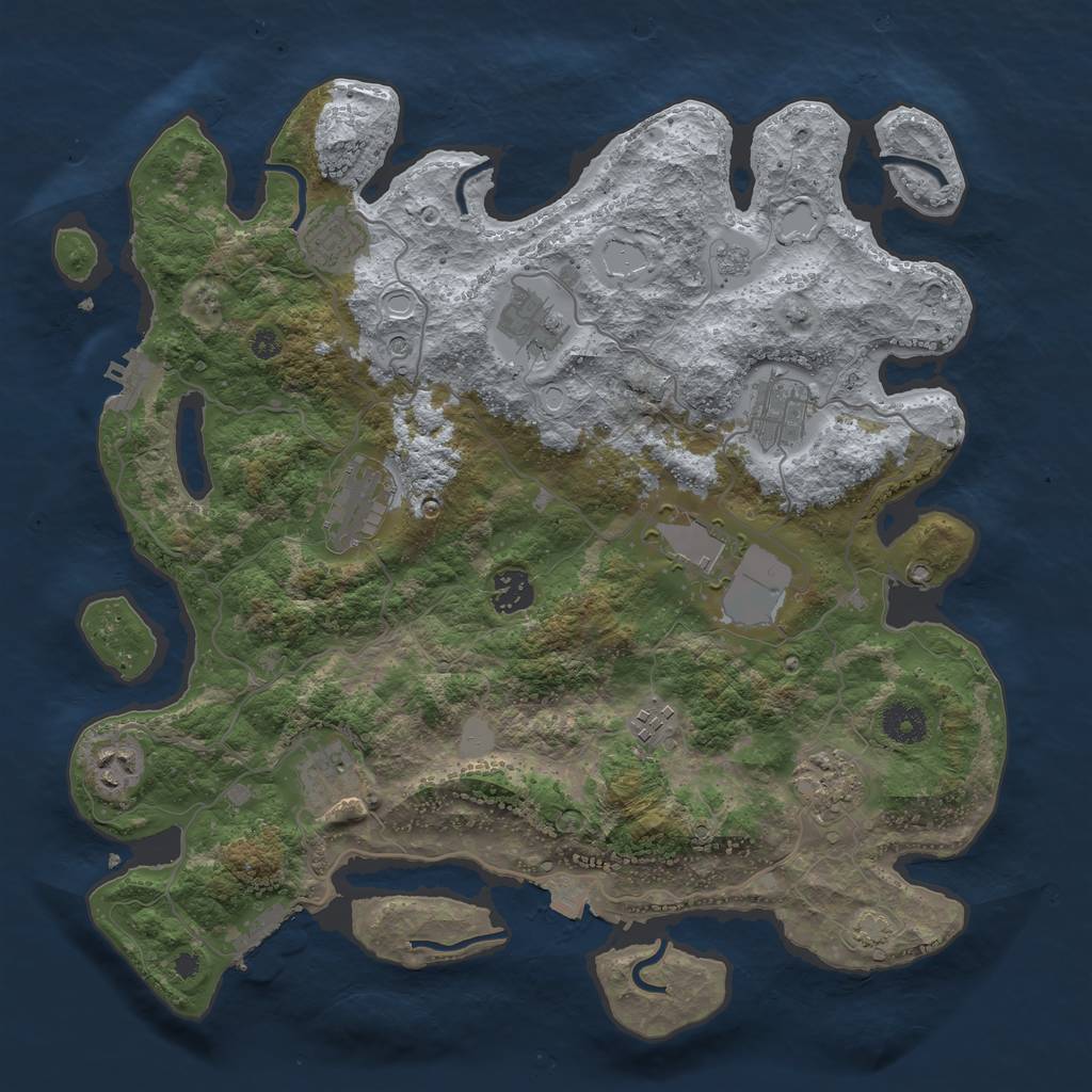 Rust Map: Procedural Map, Size: 3750, Seed: 745318490, 18 Monuments
