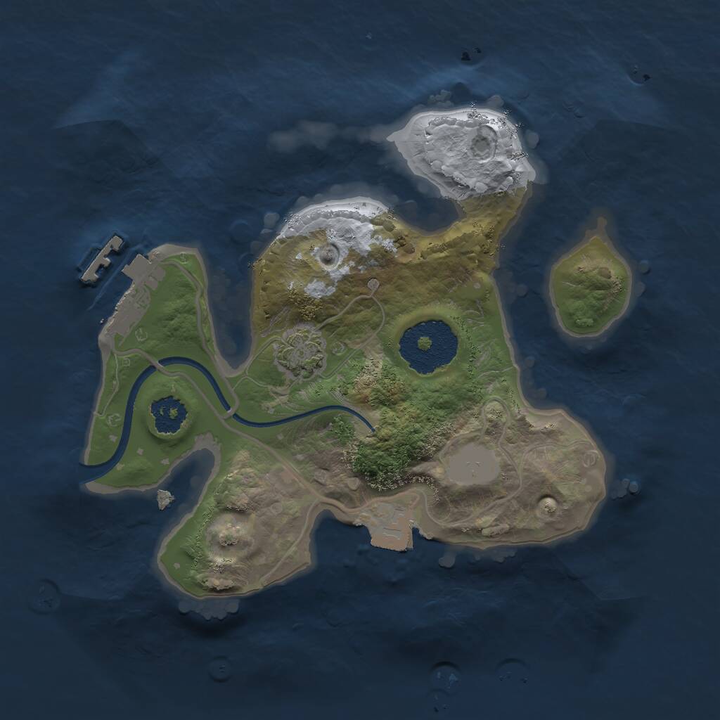 Rust Map: Procedural Map, Size: 2000, Seed: 2857361, 3 Monuments