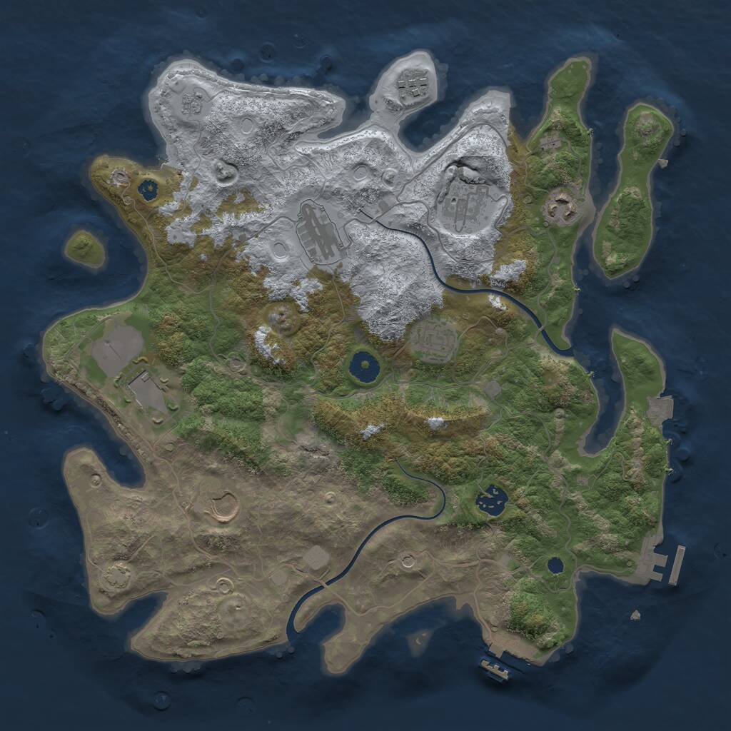 Rust Map: Procedural Map, Size: 3700, Seed: 225410986, 14 Monuments
