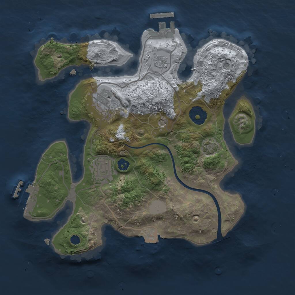 Rust Map: Procedural Map, Size: 2500, Seed: 2857361, 8 Monuments
