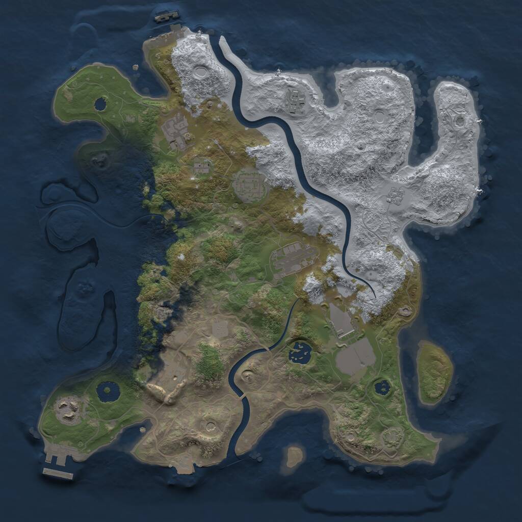 Rust Map: Procedural Map, Size: 3500, Seed: 470268981, 14 Monuments