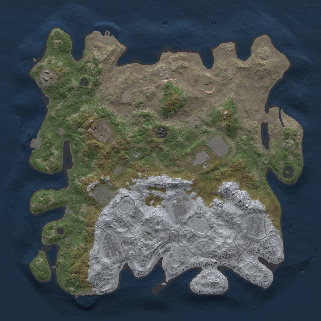 Rust Map: Procedural Map, Size: 4000, Seed: 851818285, 18 Monuments