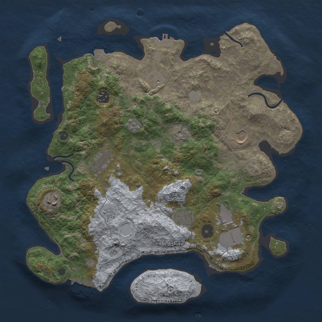 Rust Map: Procedural Map, Size: 3650, Seed: 89841988, 16 Monuments