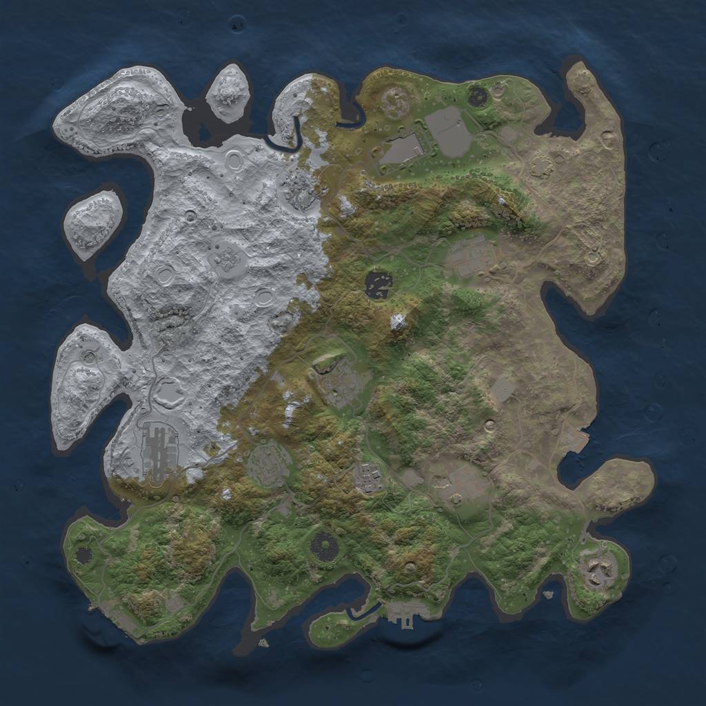 Rust Map: Procedural Map, Size: 3700, Seed: 596350480, 18 Monuments