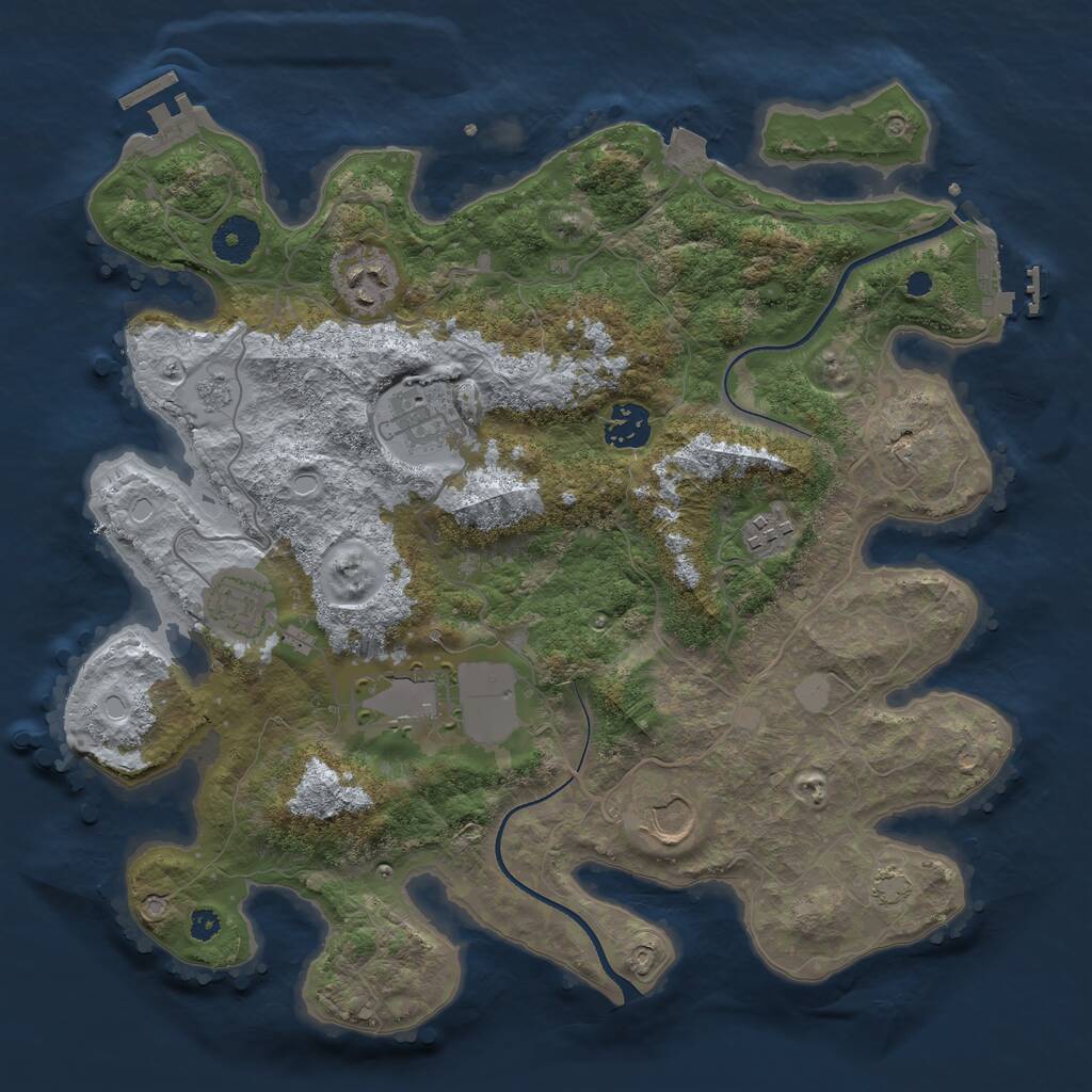 Rust Map: Procedural Map, Size: 3500, Seed: 797932158, 12 Monuments