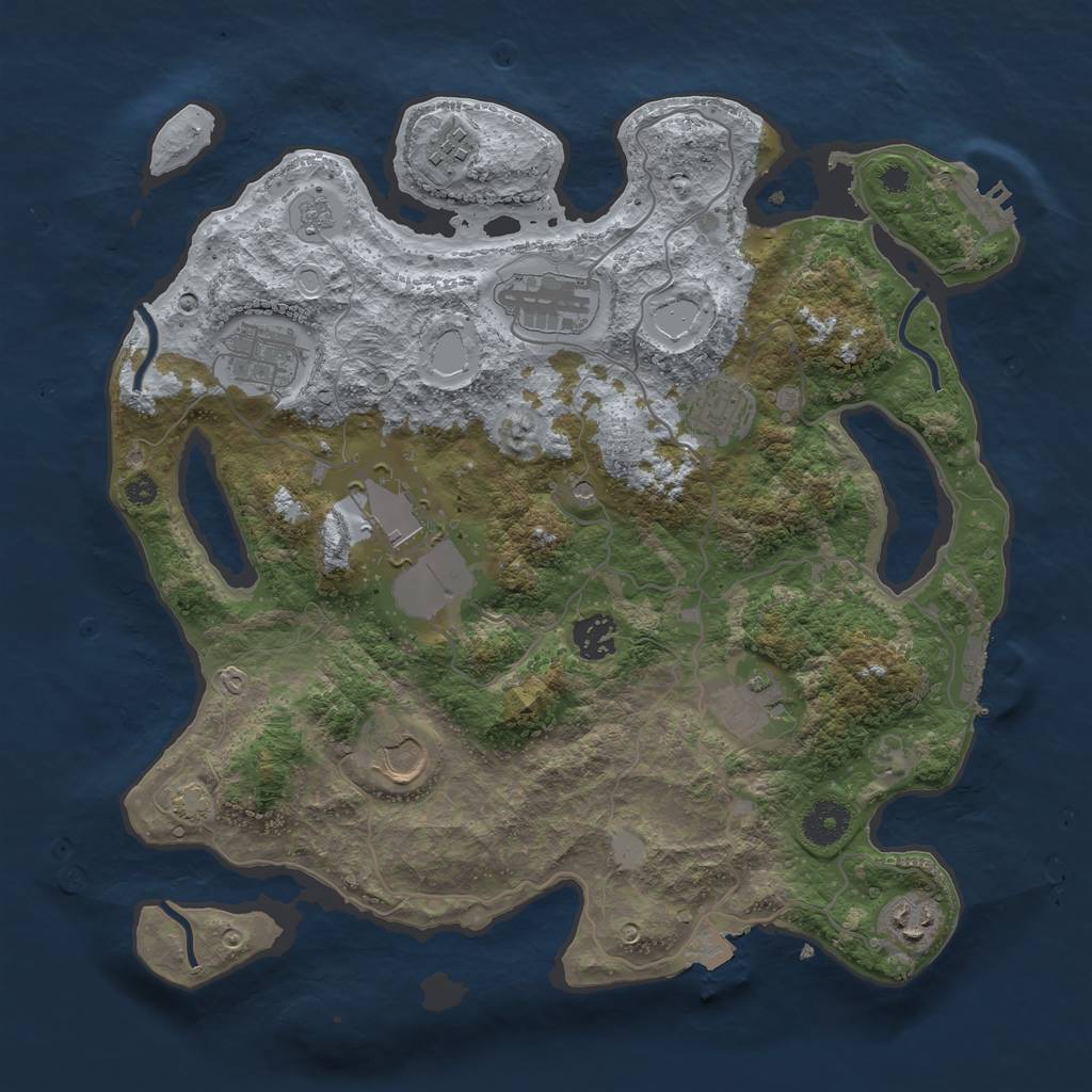 Rust Map: Procedural Map, Size: 3600, Seed: 1400837661, 17 Monuments
