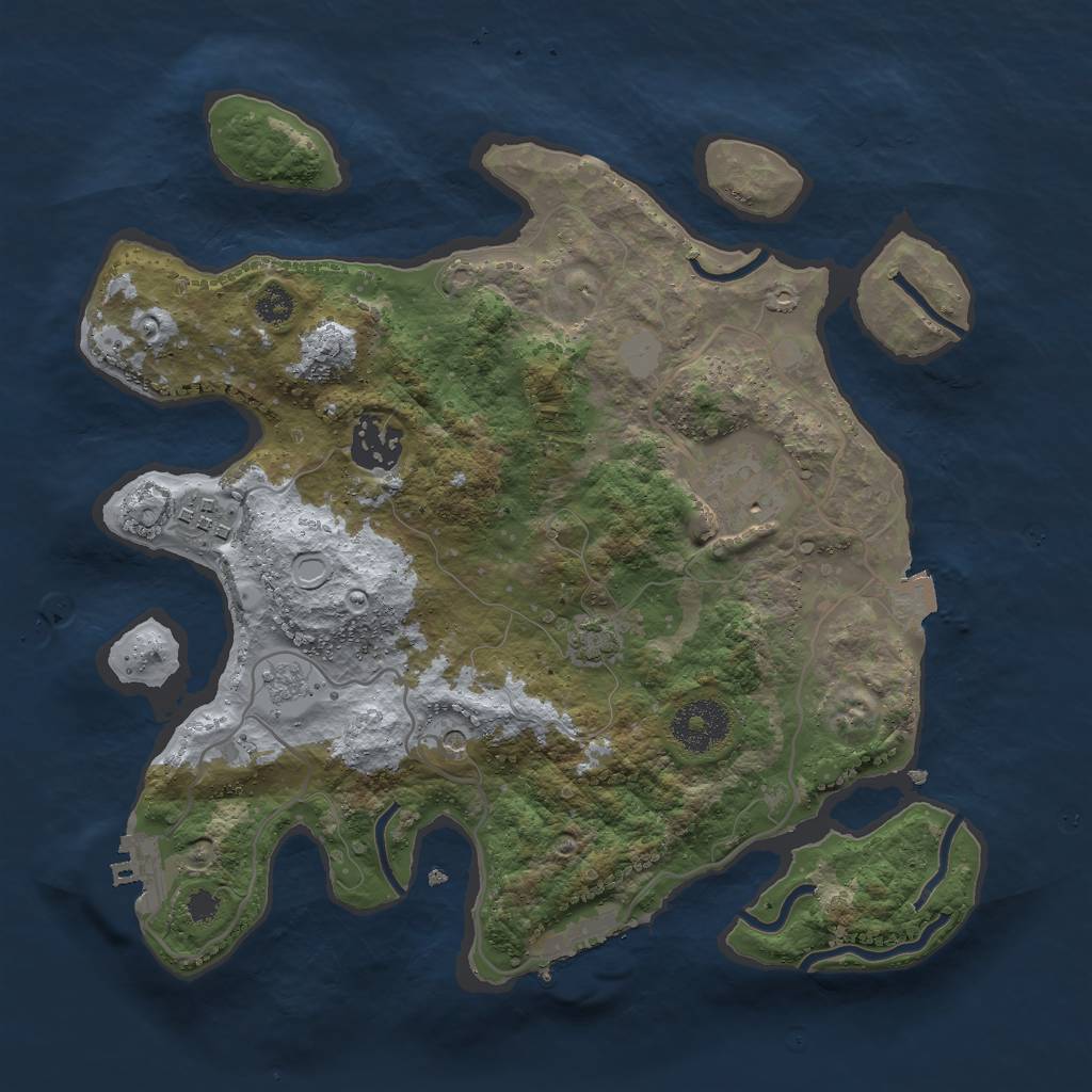 Rust Map: Procedural Map, Size: 3000, Seed: 909971355, 11 Monuments