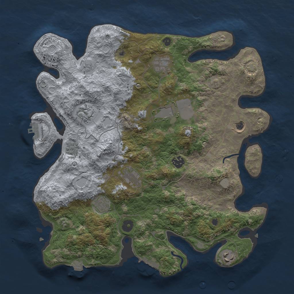 Rust Map: Procedural Map, Size: 3750, Seed: 912425153, 16 Monuments