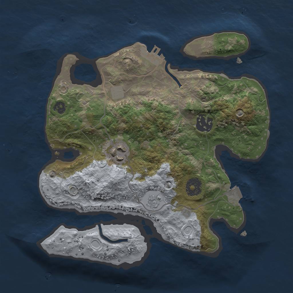 Rust Map: Procedural Map, Size: 2500, Seed: 1711706854, 7 Monuments