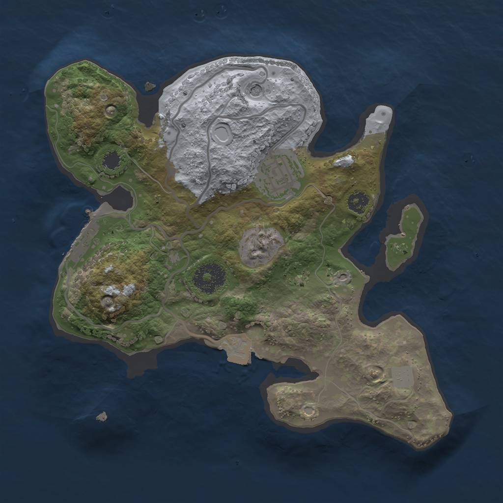 Rust Map: Procedural Map, Size: 2443, Seed: 1231168192, 6 Monuments