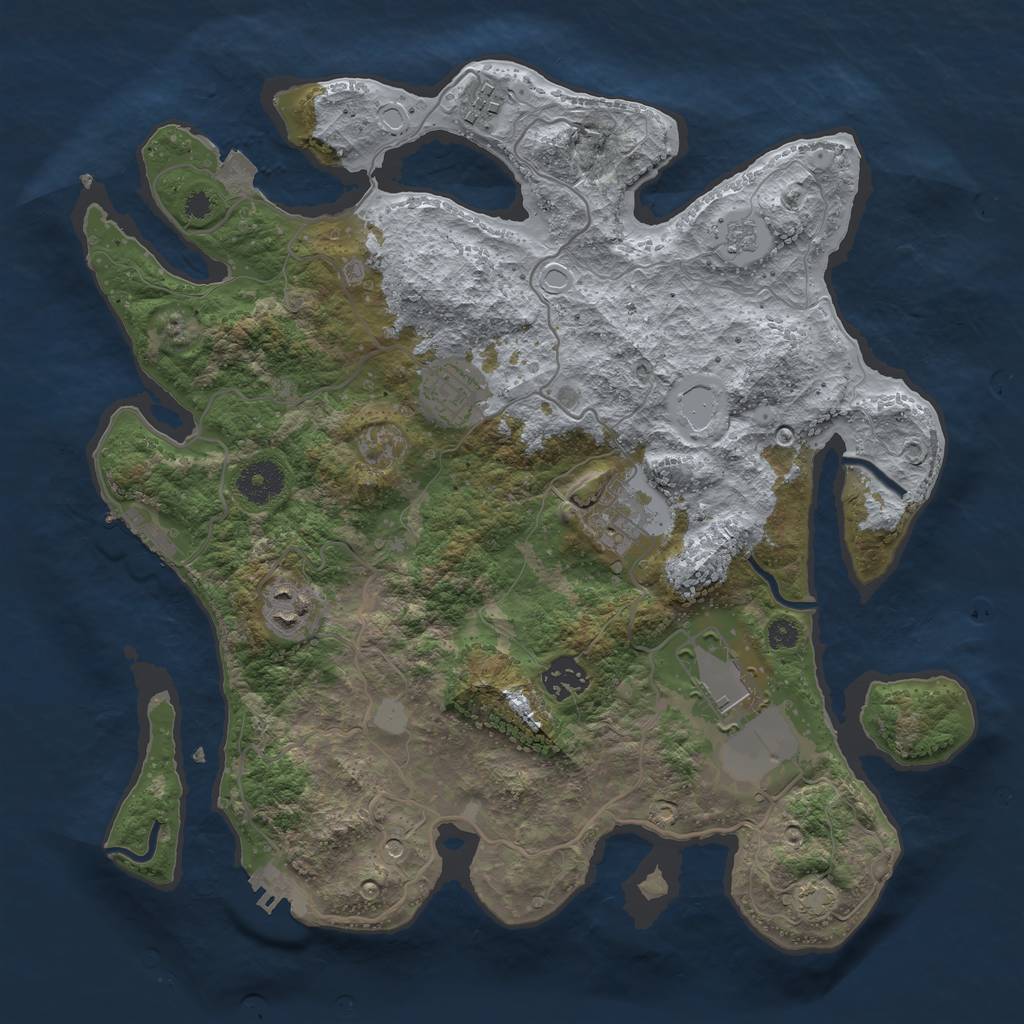 Rust Map: Procedural Map, Size: 3500, Seed: 1339187669, 14 Monuments