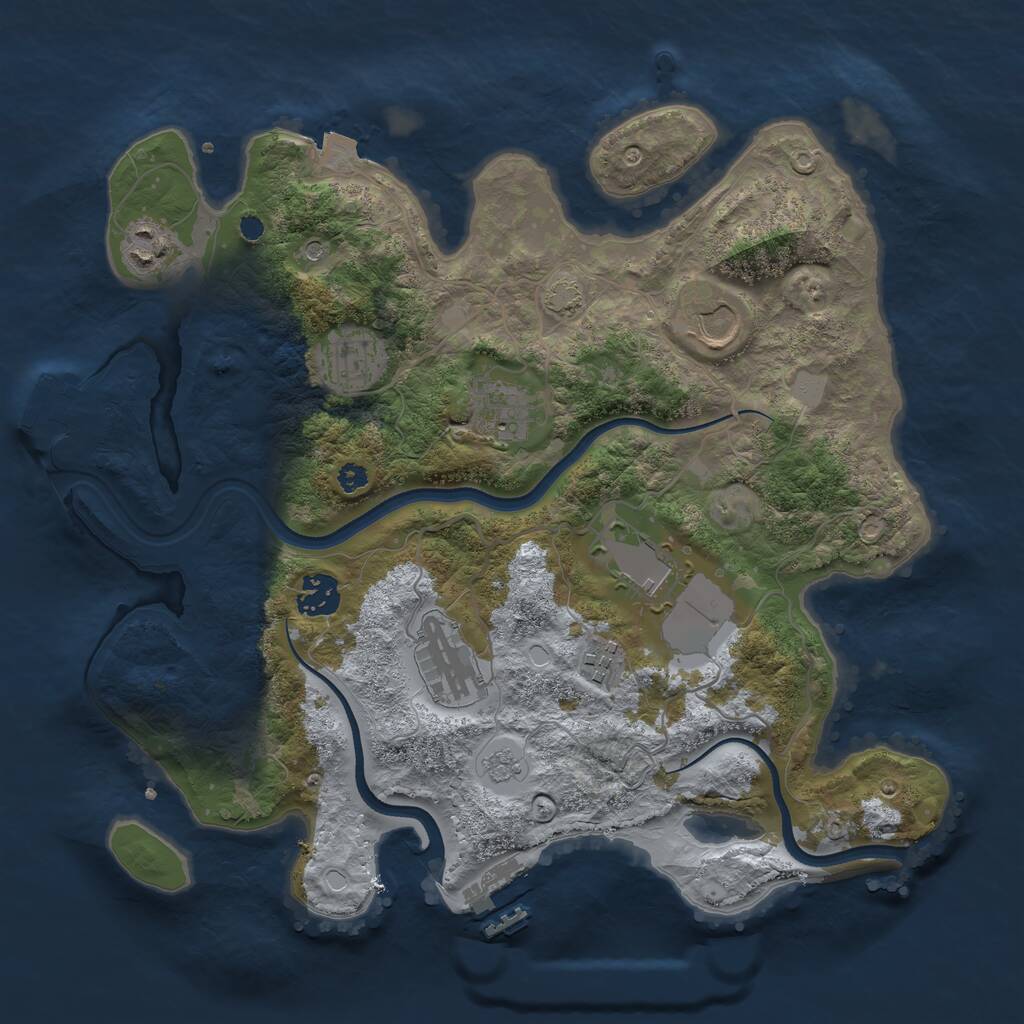 Rust Map: Procedural Map, Size: 3500, Seed: 205988132, 14 Monuments