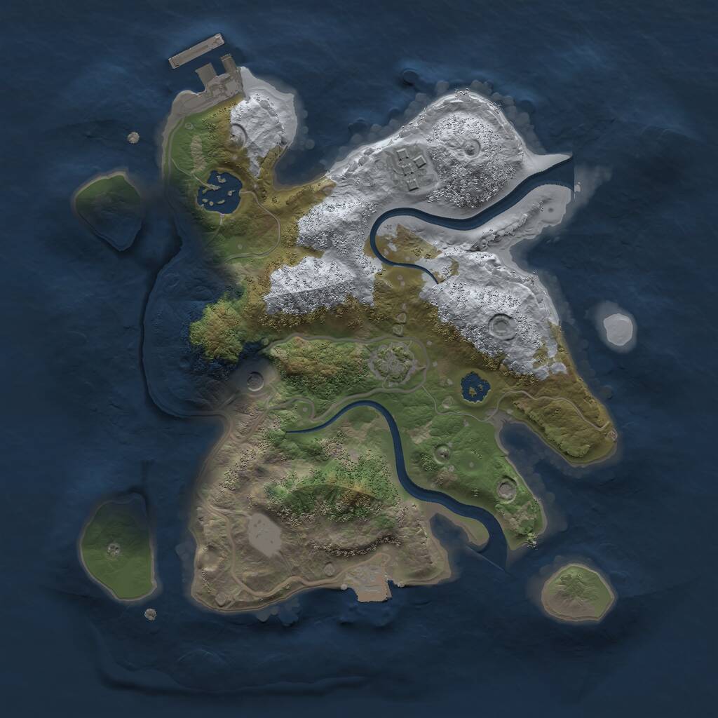 Rust Map: Procedural Map, Size: 2500, Seed: 1225369470, 6 Monuments