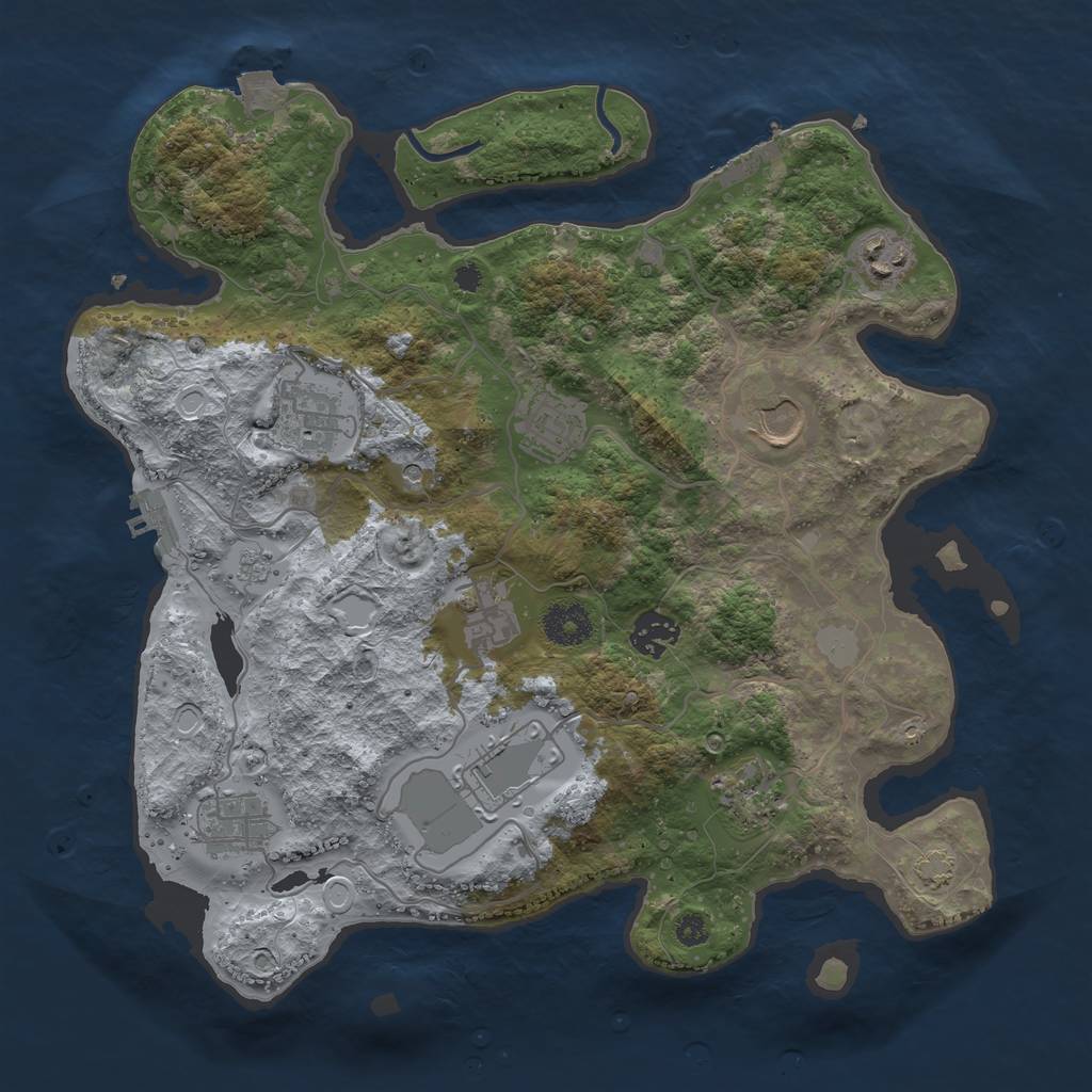 Rust Map: Procedural Map, Size: 3500, Seed: 745377557, 17 Monuments