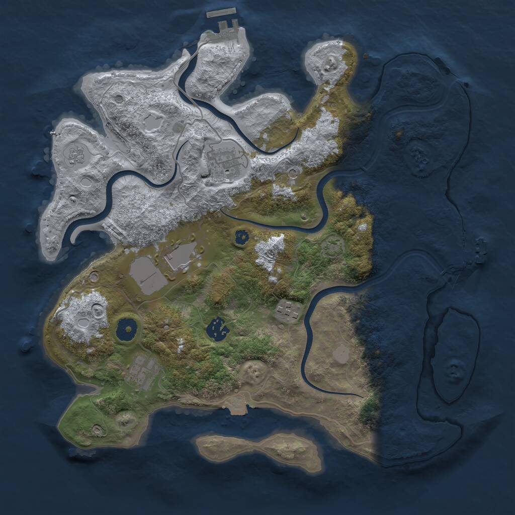 Rust Map: Procedural Map, Size: 3500, Seed: 145302637, 11 Monuments