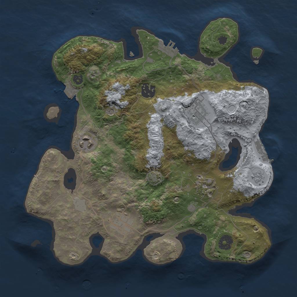 Rust Map: Procedural Map, Size: 3000, Seed: 105599405, 13 Monuments