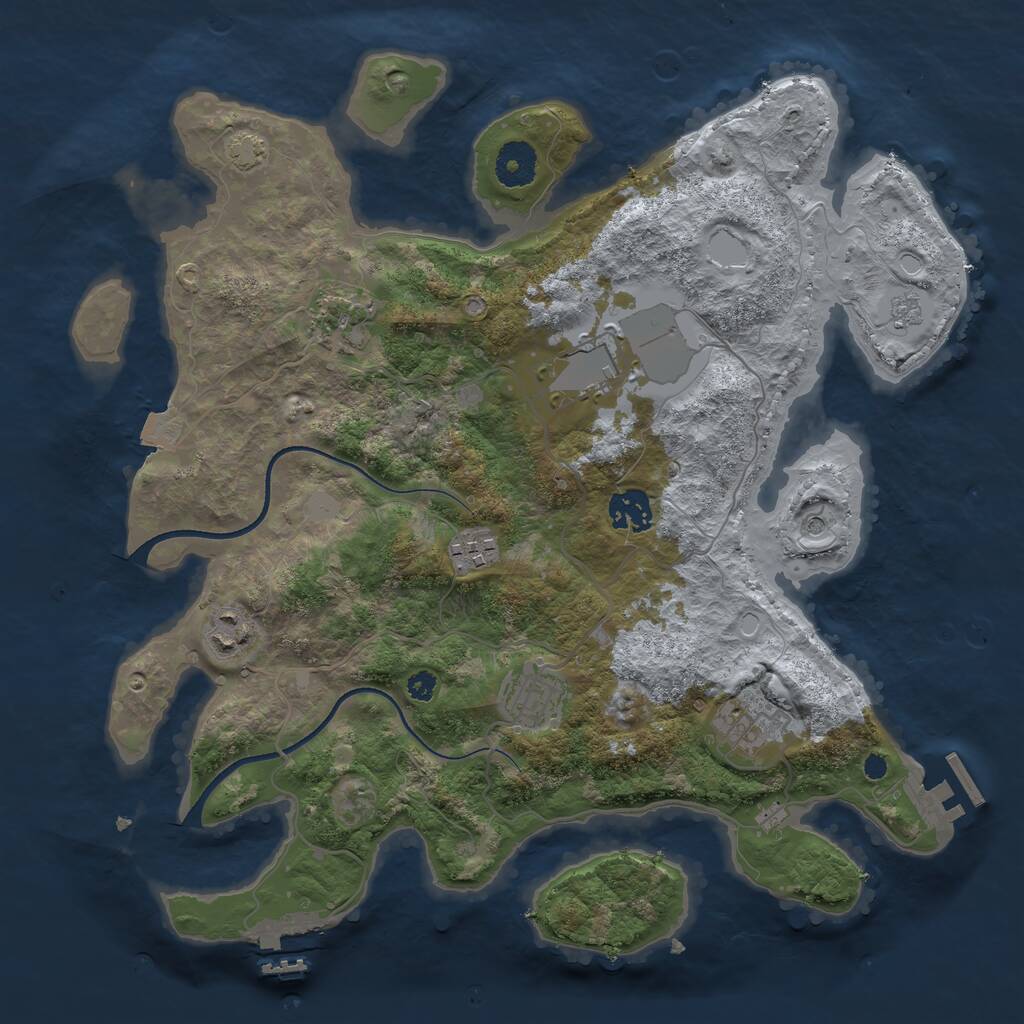 Rust Map: Procedural Map, Size: 3500, Seed: 2141615439, 13 Monuments