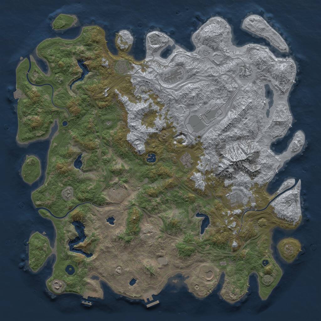 Rust Map: Procedural Map, Size: 5000, Seed: 461136263, 17 Monuments