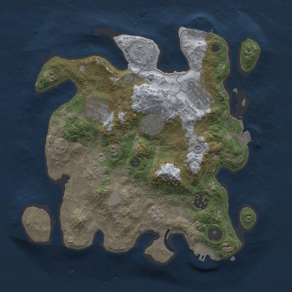 Rust Map: Procedural Map, Size: 3000, Seed: 1827650133, 13 Monuments