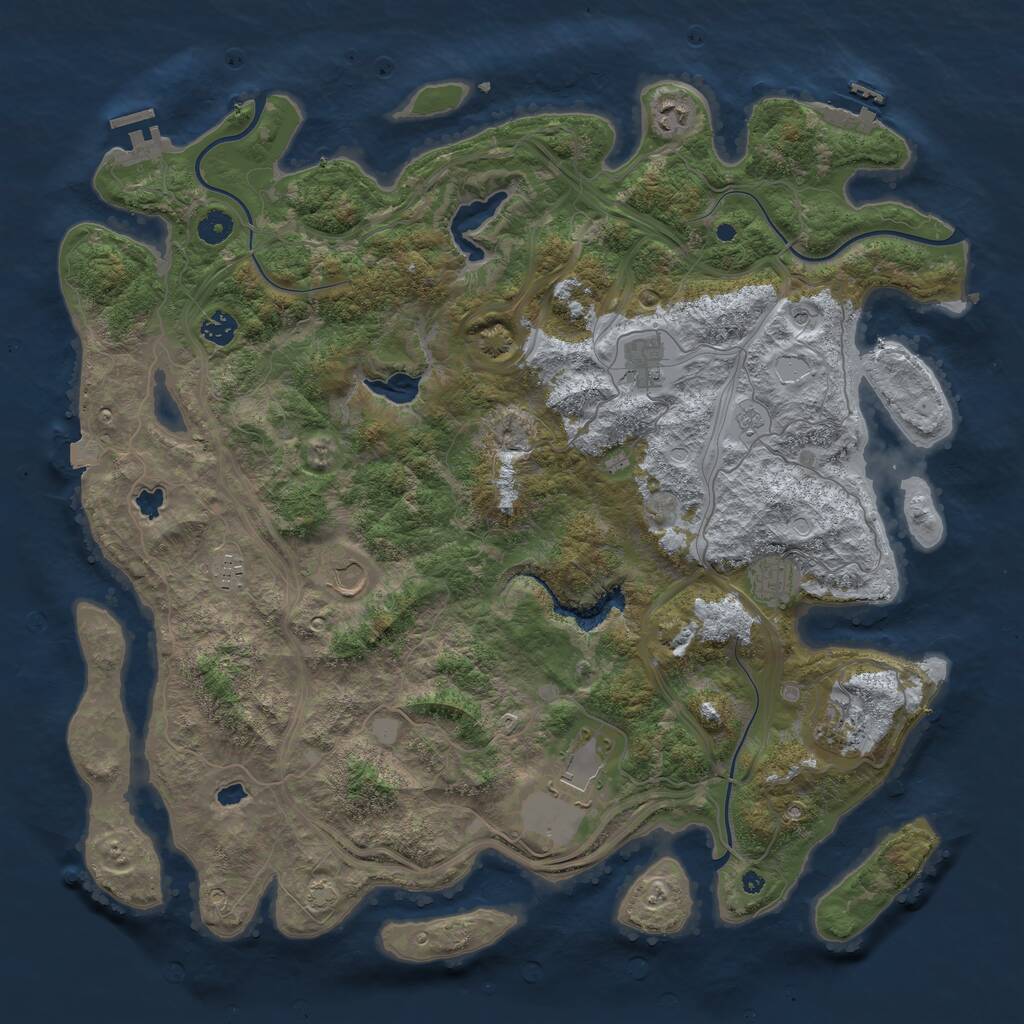 Rust Map: Procedural Map, Size: 4550, Seed: 45056758, 14 Monuments