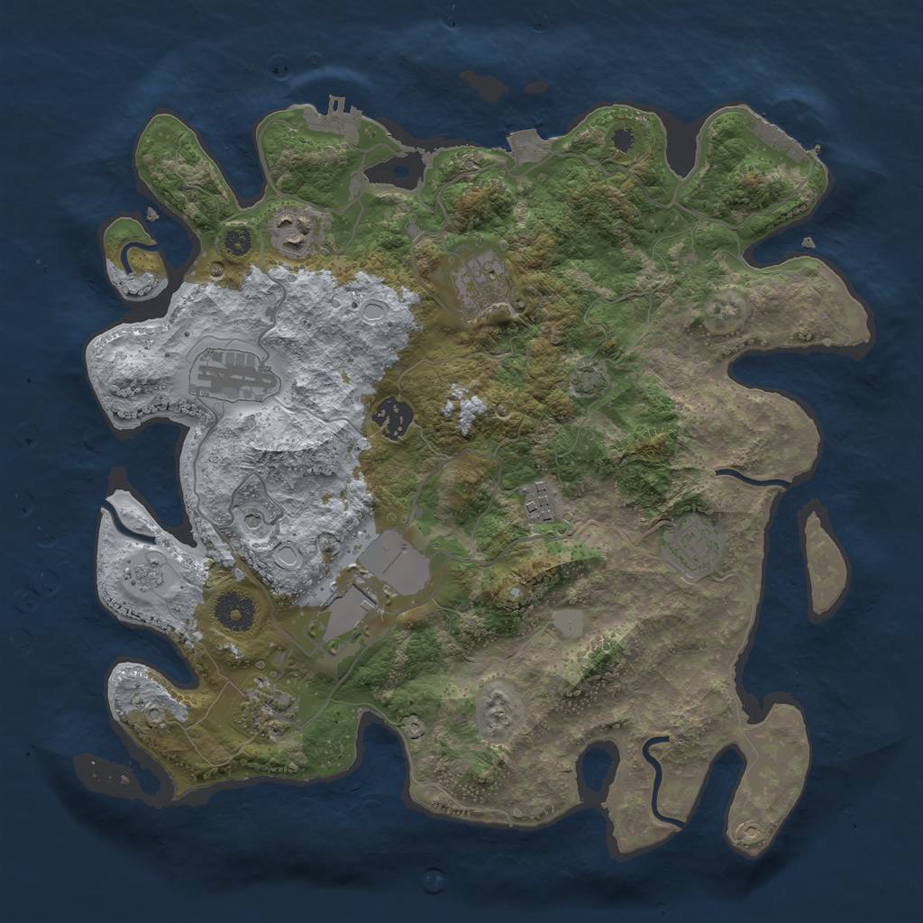 Rust Map: Procedural Map, Size: 3500, Seed: 1753885232, 16 Monuments