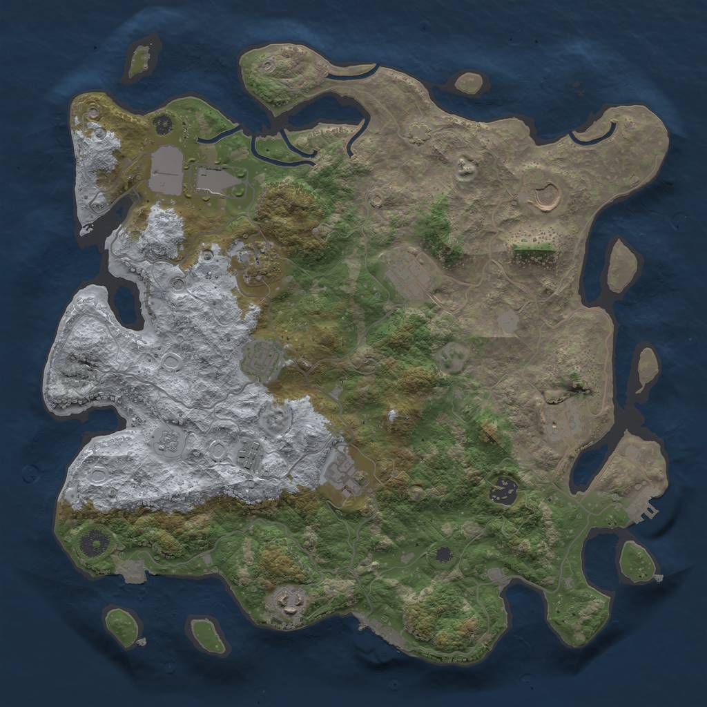 Rust Map: Procedural Map, Size: 3800, Seed: 119072055, 18 Monuments