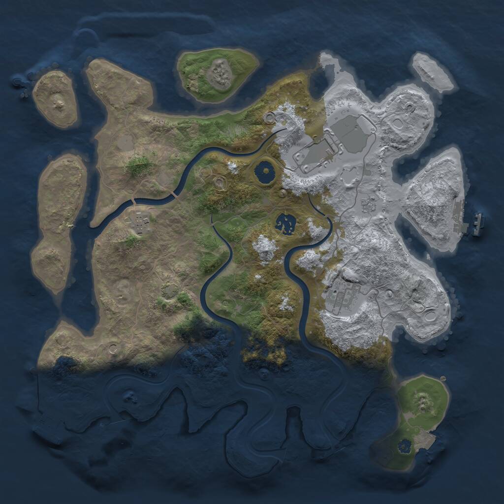 Rust Map: Procedural Map, Size: 3600, Seed: 285227101, 10 Monuments