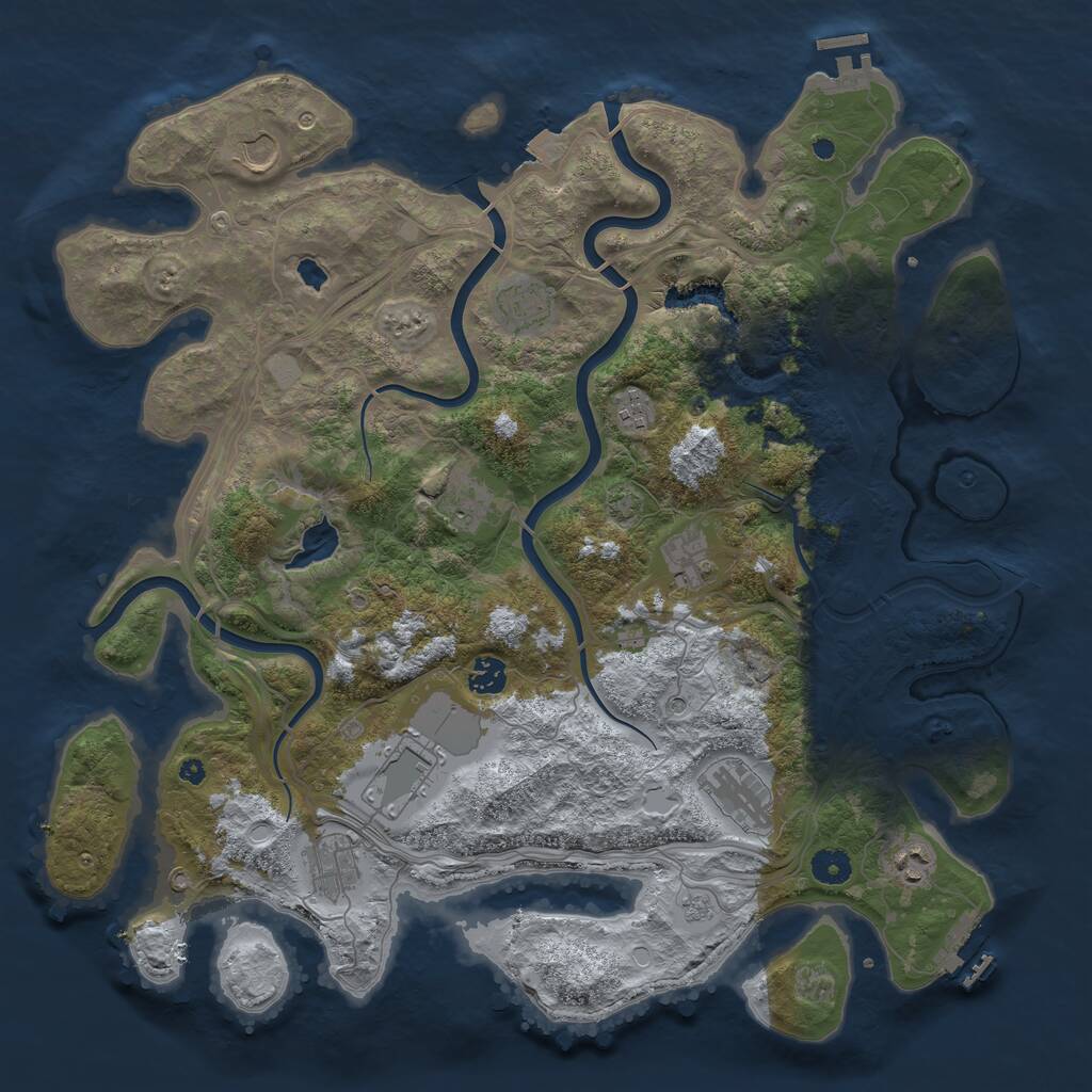 Rust Map: Procedural Map, Size: 4250, Seed: 266169997, 16 Monuments