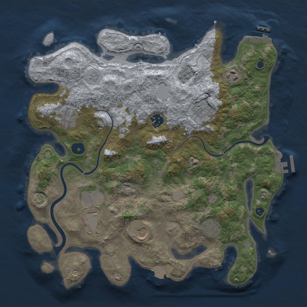 Rust Map: Procedural Map, Size: 3650, Seed: 58084356, 14 Monuments