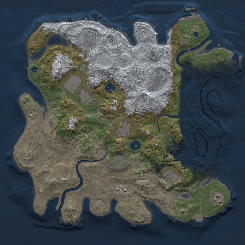 Rust Map: Procedural Map, Size: 3700, Seed: 549920529, 16 Monuments