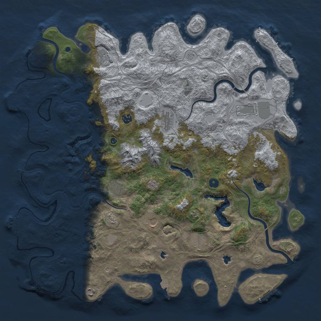 Rust Map: Procedural Map, Size: 5000, Seed: 1744832758, 16 Monuments