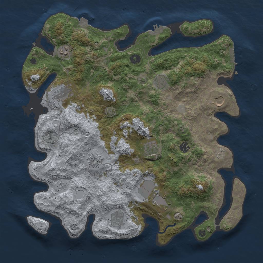 Rust Map: Procedural Map, Size: 3900, Seed: 503349215, 18 Monuments